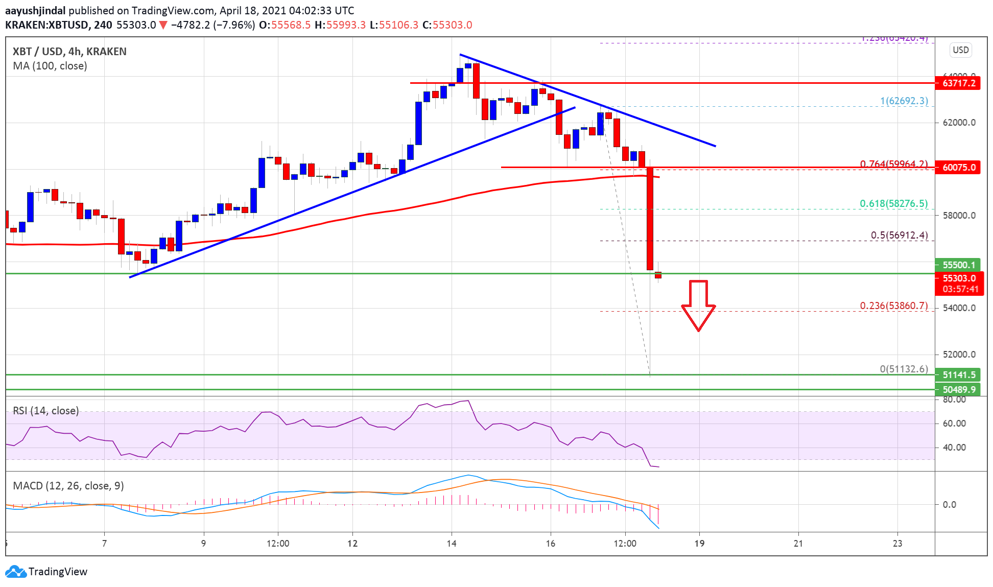 Bitcoin Price Nosedives $5K, Why BTC Could Extend Losses