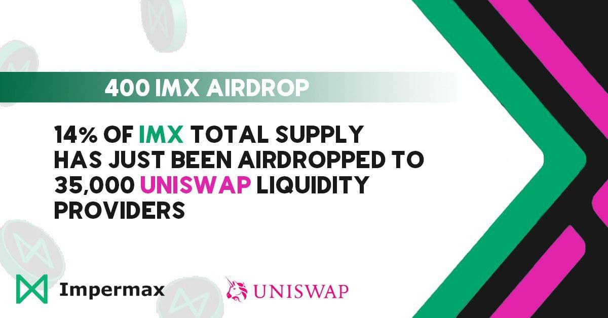 Impermax Airdropped 14 Million IMX Tokens to 35,000 Uniswap V2 Liquidity Providers