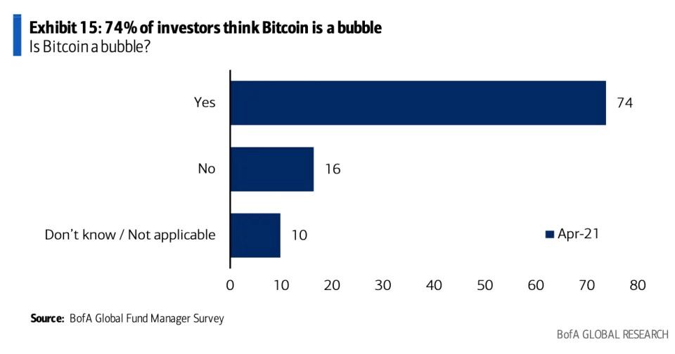 Nearly 75% of professional investors see Bitcoin as bubble: survey