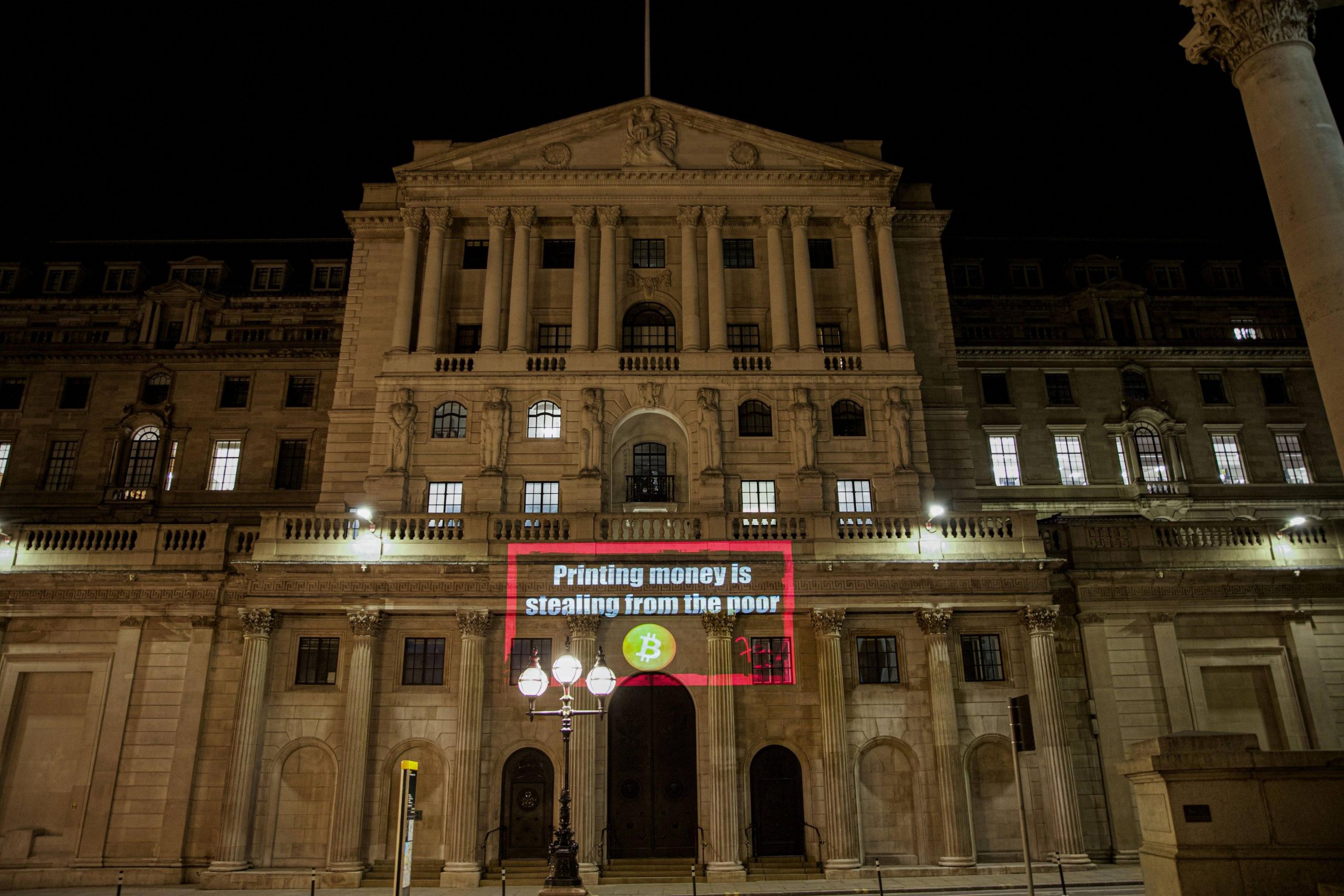 Bank of England Used as Bitcoin Advertising Board Stoking Inflationary Fears