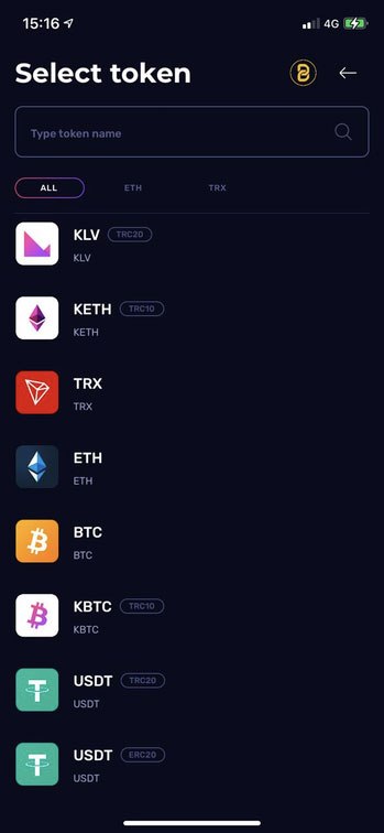 Klever Swap list token of TRON oracle system Bridge Oracle (BRG)