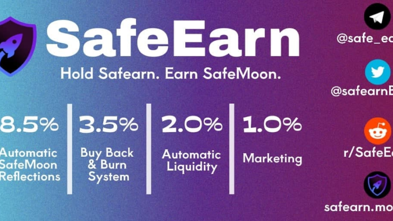 Safe Earn’s Launch Gives Large Rewards in Safemoon to Holders