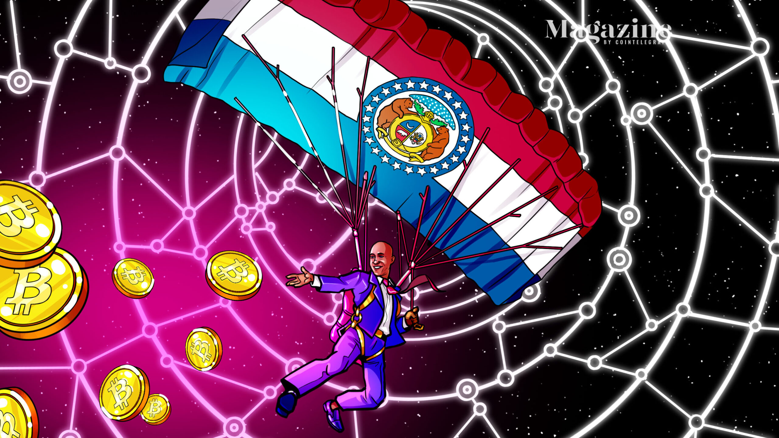 Cool green mayor giving a grand in Bitcoin to each resident