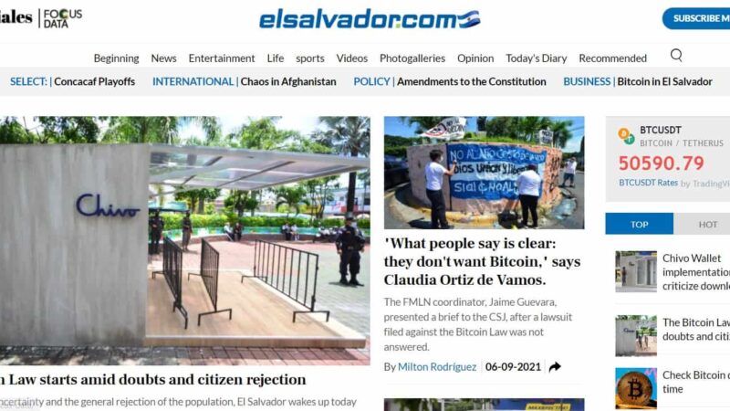 El Salvador Largest Newspaper Adds Bitcoin Price to Homepage