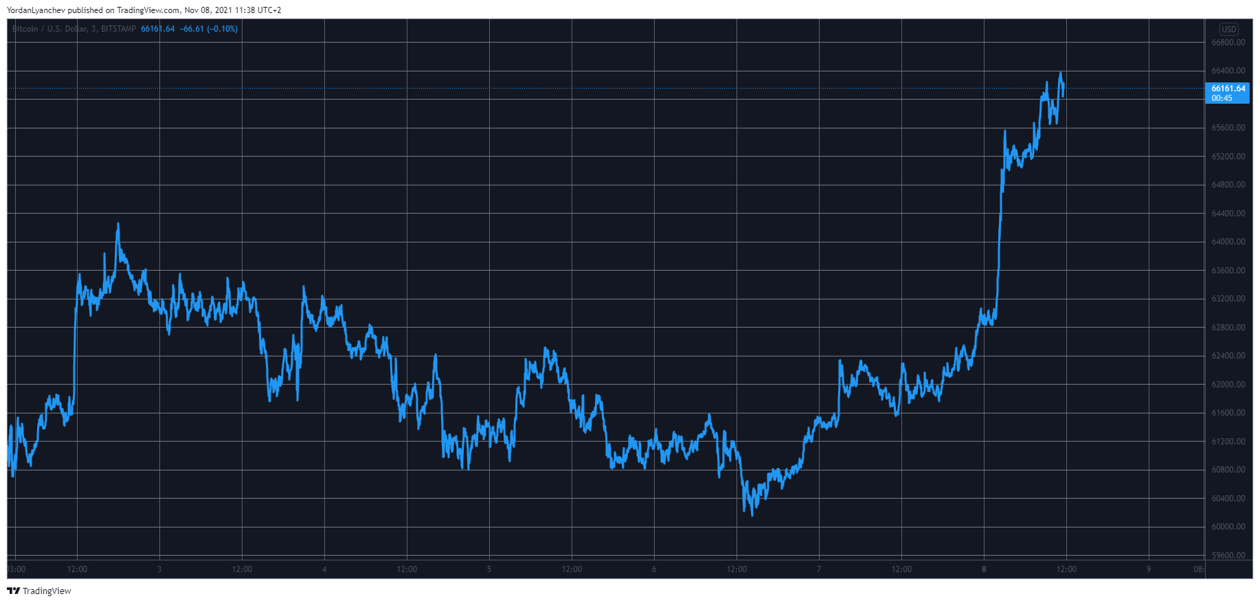 Bitcoin Skyrockets Above $66K as Ethereum Tapped New ATH at $4,800 (Market Watch)