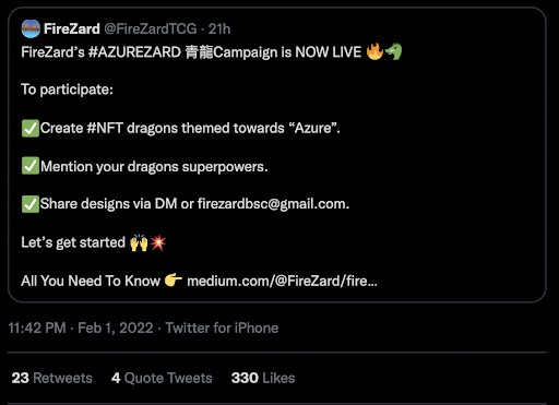 FireZard Launches AZUREZARD NFT Campaign to Celebrate Lunar 2022