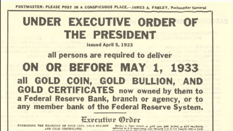 Could the Government Confiscate Gold Again? A Look at Today’s ‘Emergencies’ and Revisiting Executive Order 6102
