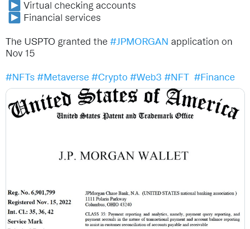 JP Morgan Registers Trademark For a New Cryptocurrency Wallet