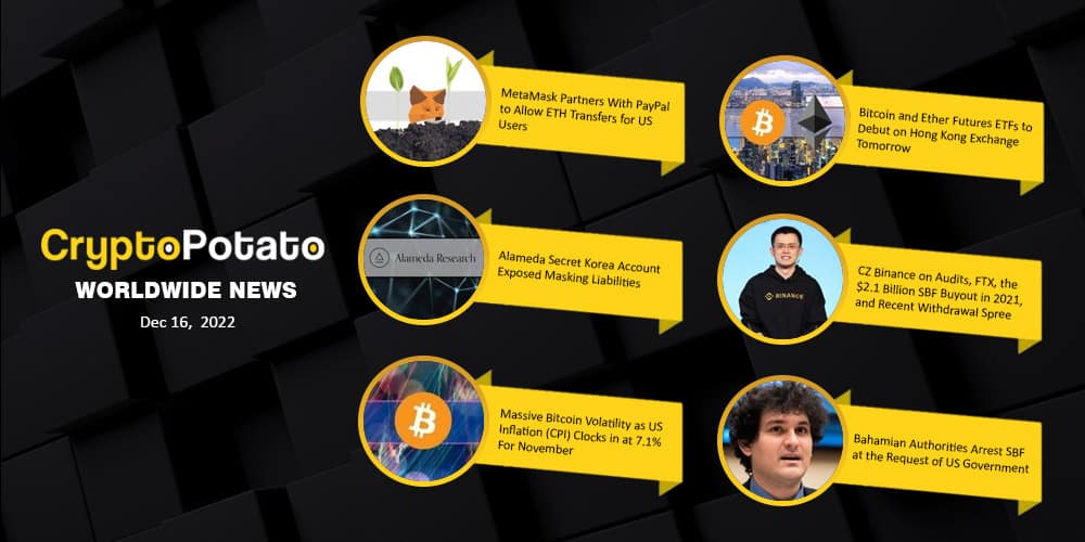 Bitcoin Rollercoaster on US Inflation Data, SBF’s Arrest, and MetaMask’s PayPal Collab: This Week’s Recap