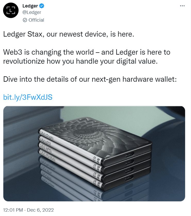 Ledger Partners With iPhone Co-creator Tony Fadell To Launch Its New ‘Stax” Crypto Wallet