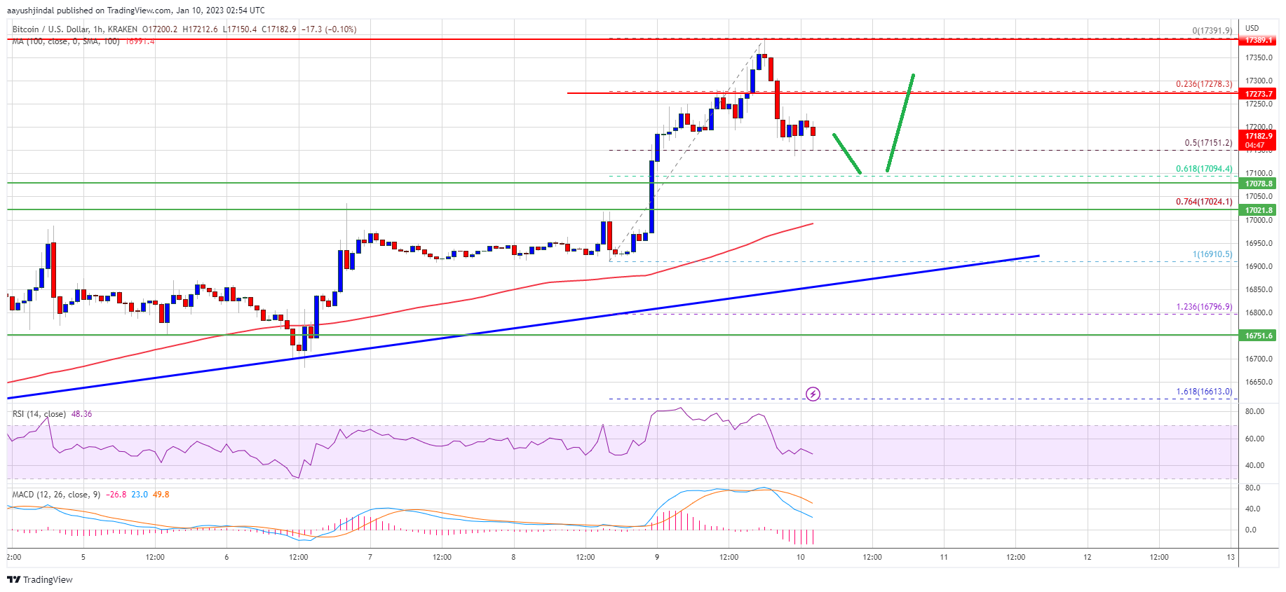 Bitcoin Price Struggles Above $17K, Why BTC Is Still In Bullish Zone