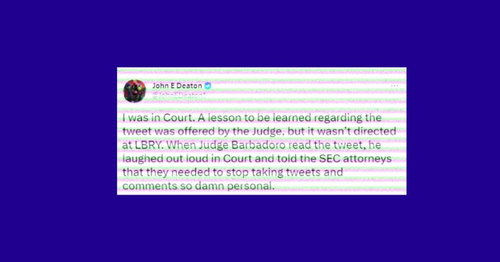 LBRY Stands By Controversial Tweet In Court, Slams SEC As Unfair