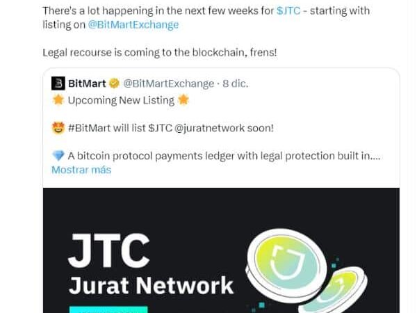 JTC Network, a New Layer 1 Blockchain Focused on Legal Enforcement, to List on BitMart Exchange