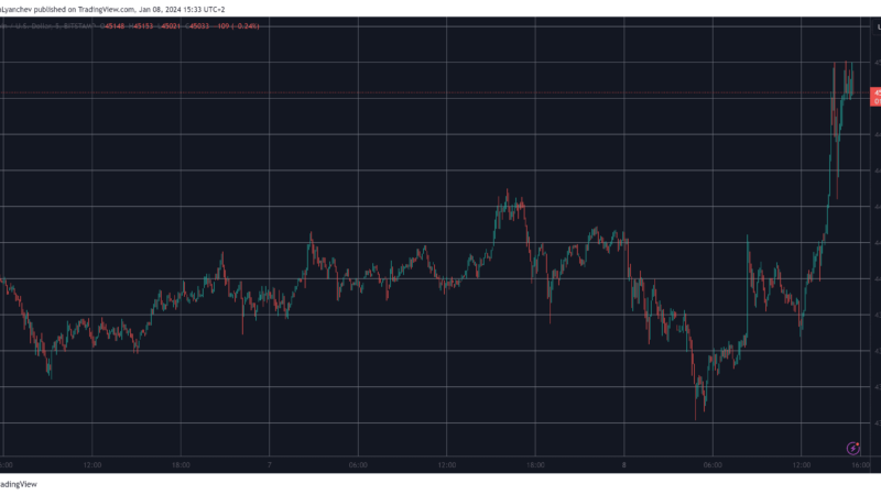Over $230M Liquidated as BTC Soars Past $45K After Latest ETF Developments