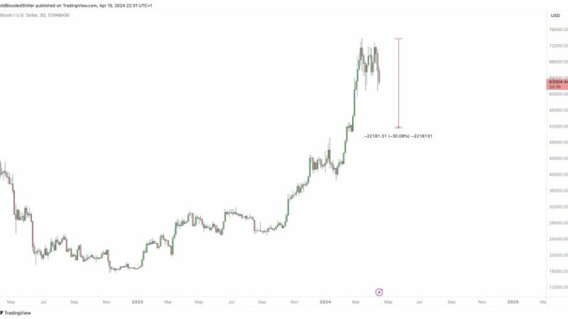 Analyst Points To Possible 30% Bitcoin Correction, Calls For Caution