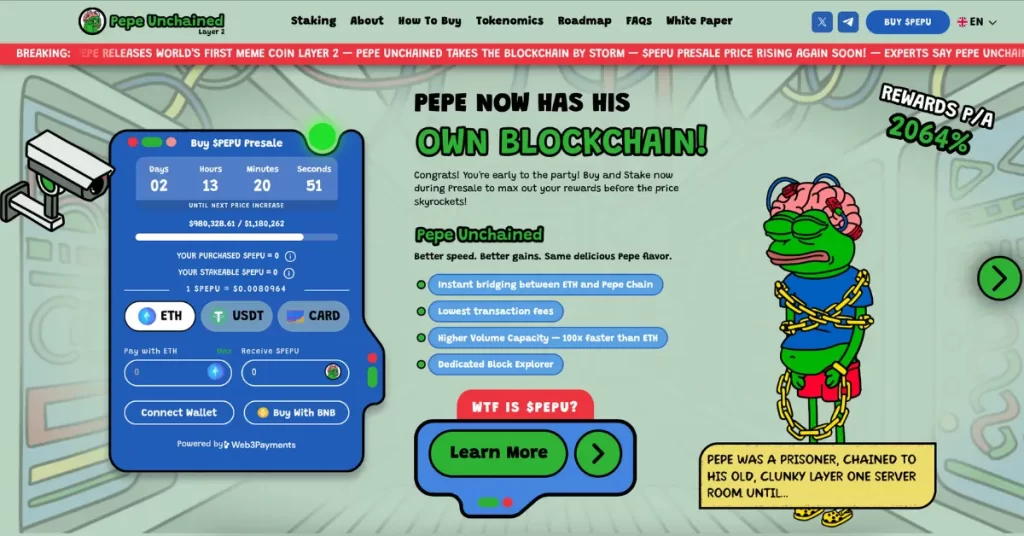 Pepe Unchained Raises $5M to Build Meme Coin L2 – Best Crypto Presale to Invest in?