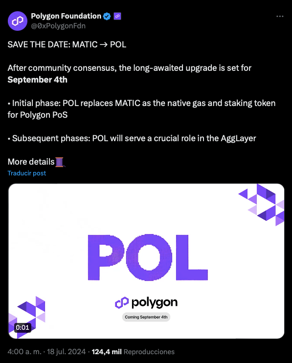 Polygon Announces Date For MATIC To POL Token Upgrade, Price Drops 7%