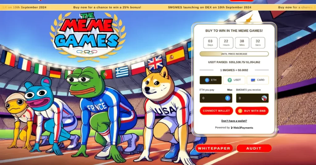 The Meme Games Presale Raises $350K as Traders Cash in on Olympic Games
