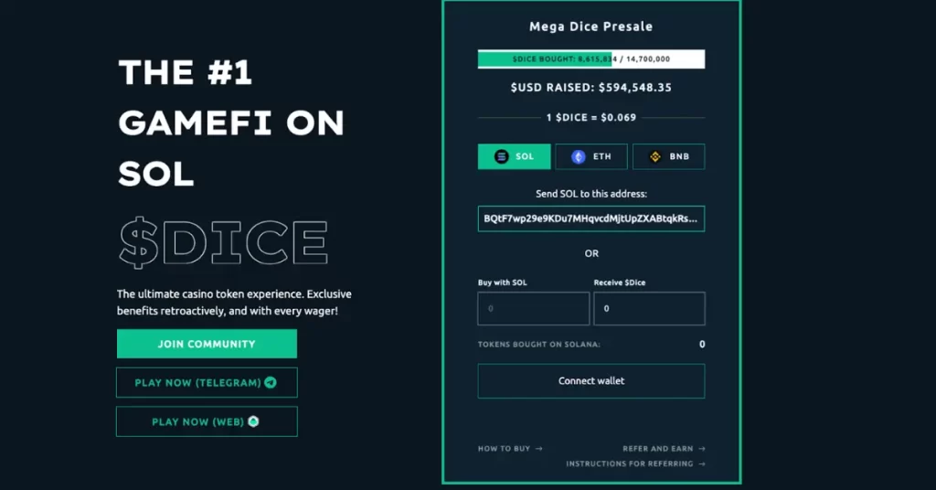 Mega Dice Token Raises Over $1.8M with Just 5 Days Left of GambleFi Presale