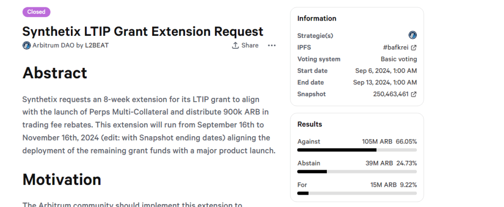 Synthetix’s Request To Spend 900,000 ARB Rejected: Will Arbitrum Price Recover?