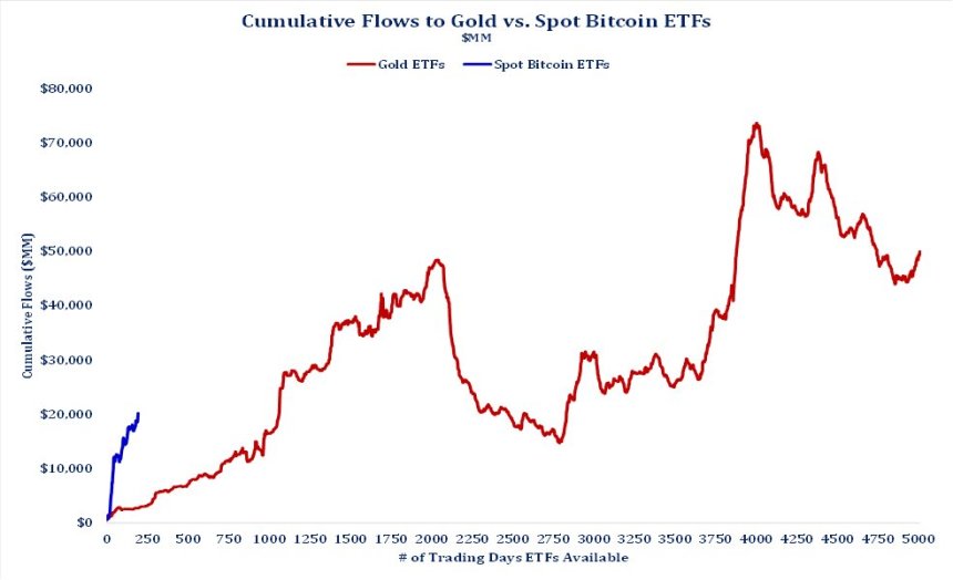 Analyst Backs Spot Bitcoin ETFs To Surpass Gold ETFs In Cumulative Net Inflows