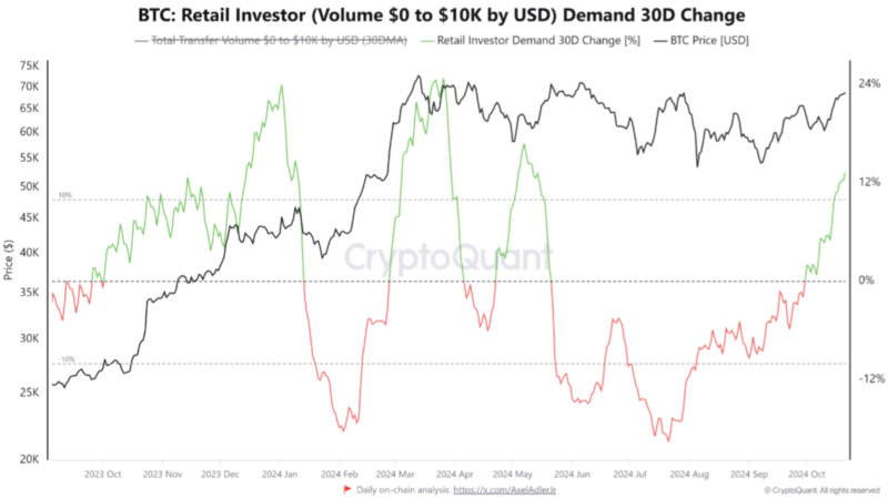 Bitcoin Retail Demand Rises 13% In 1 Month: Time For Q4 2024 Rally?