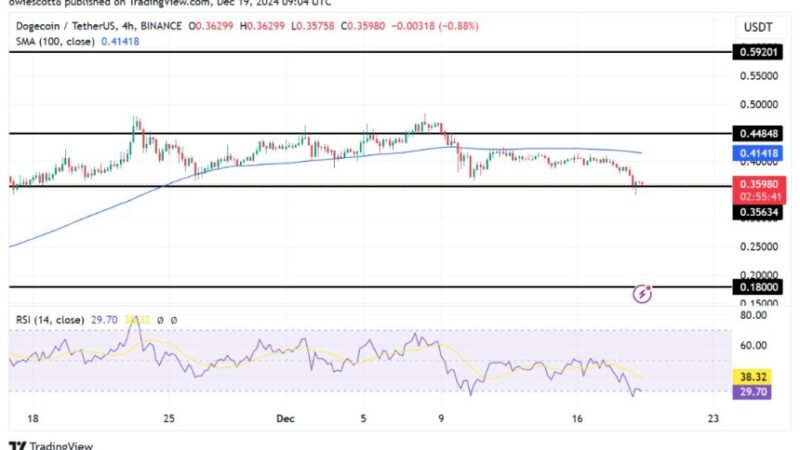 Dogecoin Sights Rebound As RSI Hits Oversold Levels Near $0.3563
