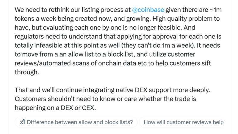 Coinbase CEO: Millions of Tokens Launching, What’s Next For Exchanges?
