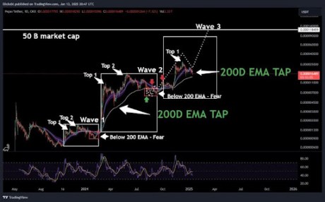 PEPE Marks Bottom After Scary Market Crash, Enters Wave 3 With Over 500% Promise