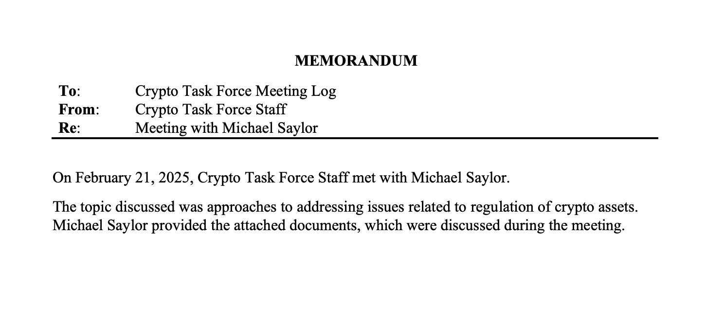 SEC Crypto Task Force Meets with Crypto Industry Leaders: Michael Saylor, Robinhood, CCI, and MITRE
