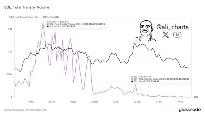 Solana Transfer Volume Crashes To $14.5M – What’s Next for SOL?