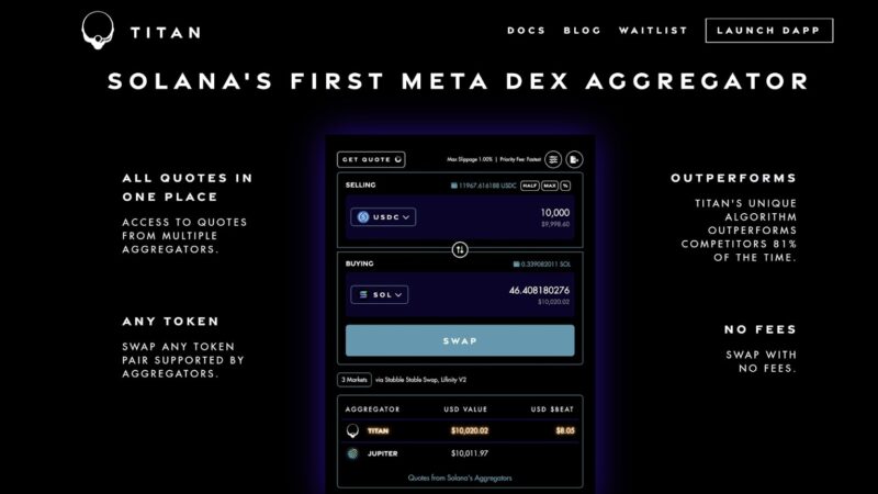 Solana’s Titan Meta-DEX Aggregator Launches Beta Platform for ELITE Users