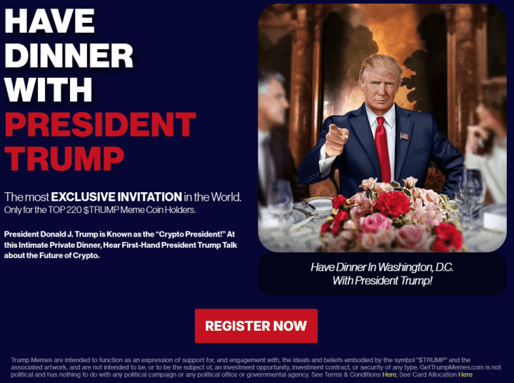 $TRUMP Up 70% as President Invites Top 220 Holders to Dinner: Best Altcoins with Even More Valuable VIP Benefits