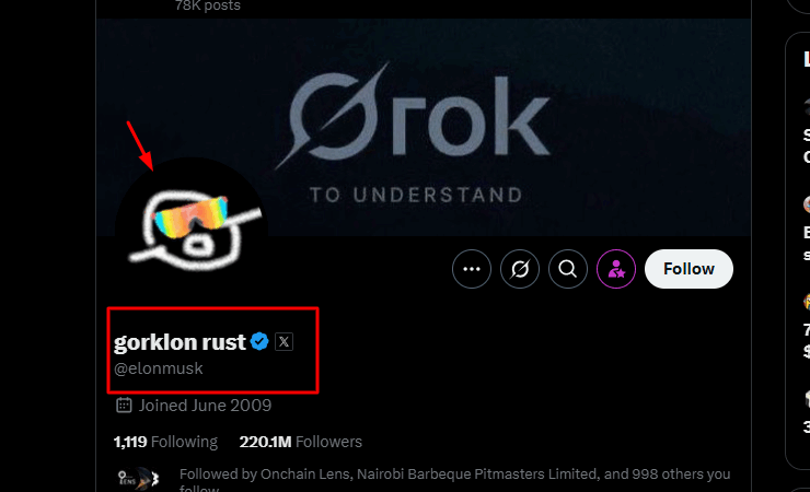 Elon Musk Changes Name to Gorklon Rust: Is He Behind GORK Crypto?
