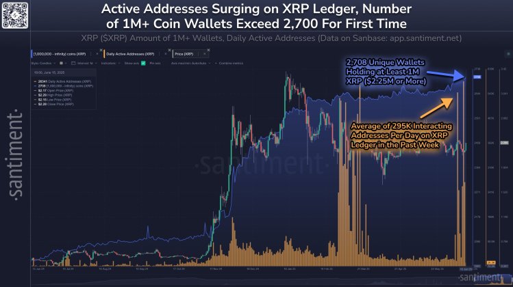 XRP Addresses Holding 1M Coins Reach 12-Year High As Experts Predict Move Above $4