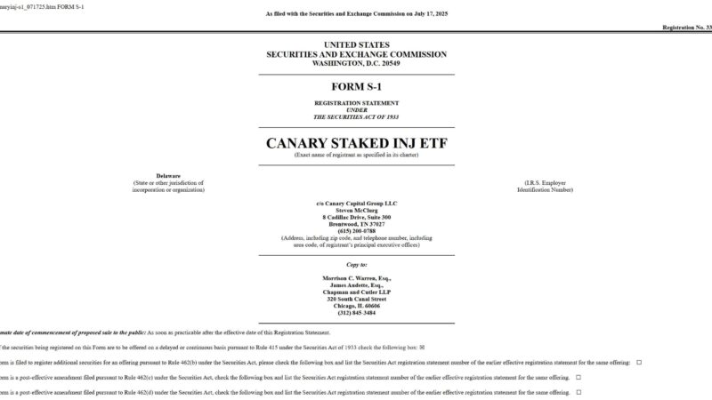 Canary Files for Staked Injective ETF as Altcoin Funds Pick Up Steam