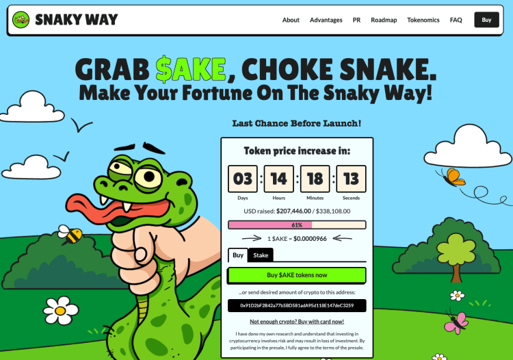Snaky Way ($AKE) Presale: Slither Your Way to the Top and Earn Prizes