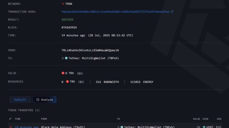 TRON Sees $1B USDT Mint: Liquidity Wave Incoming?