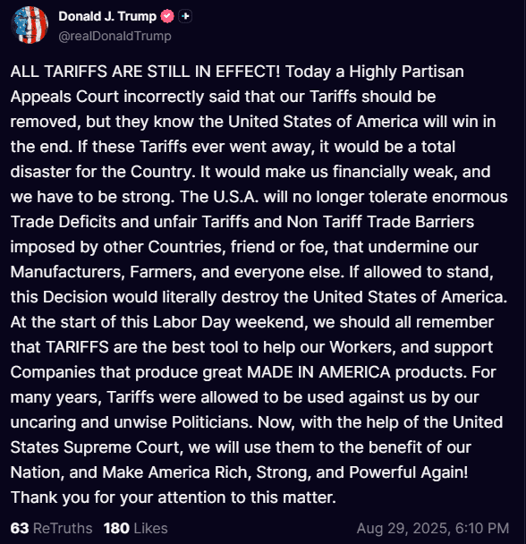 US Court Rules Trump Tariffs Illegal: What’s Next for Bitcoin’s Price?