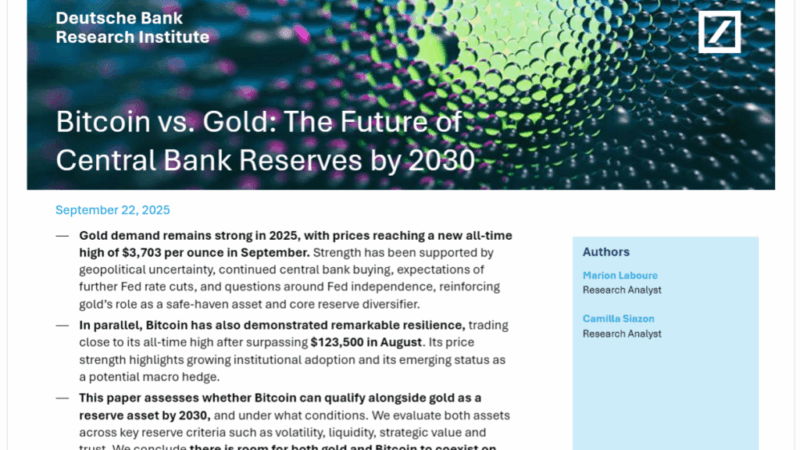 Central Banks May Stockpile Bitcoin In 5 Years, Deutsche Bank Predicts
