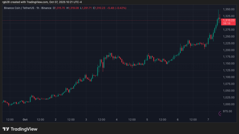 BNB Flips XRP’s Market Capitalization As Price Hits $1,300 Record High – What’s Next?