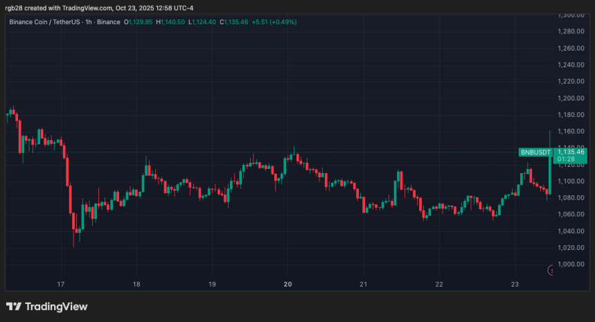 BNB Reclaims $1,100 As Binance Founder Receives Presidential Pardon – New Rally Coming?