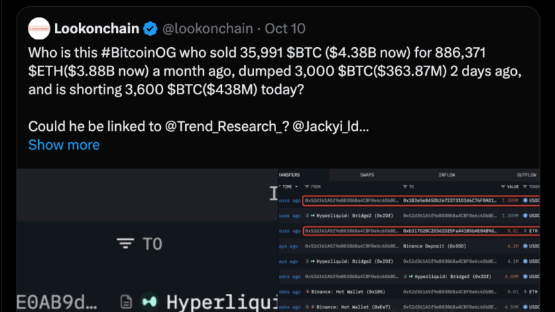 Satoshi-Era Bitcoin Whale Shorted $1.1B Before Tariff News — Insider Tip?