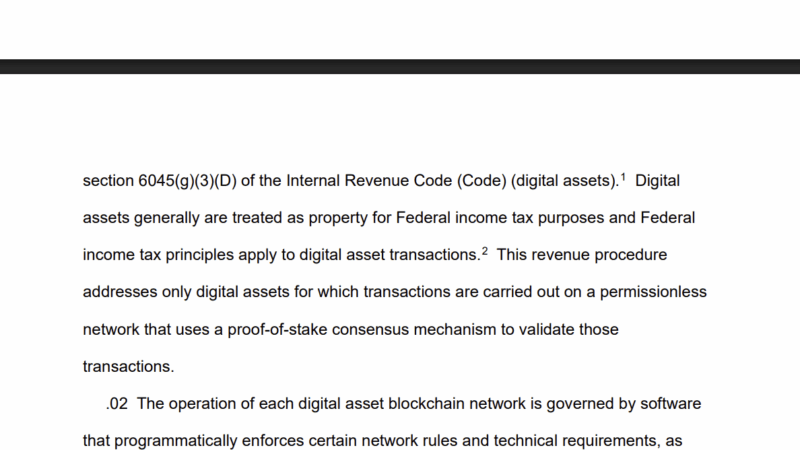 IRS Opens Door to Staking in Crypto ETFs With New Guidance