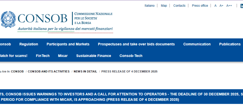 Italy’s Market Watchdog Gives Crypto Firms A Clear Order: Act Or Exit