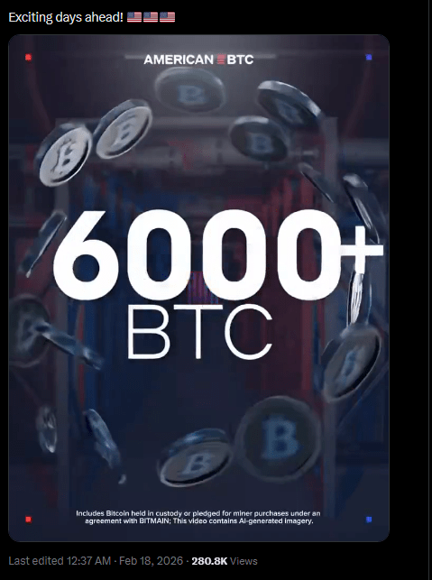 Trump-Backed American Bitcoin Secures Spot In Elite Corporate Crypto Circle