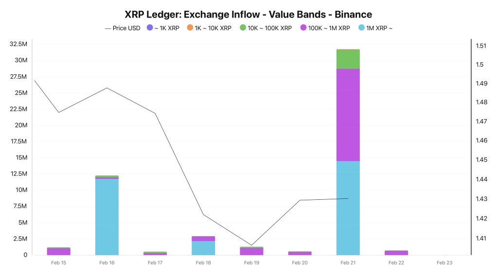 XRP Faces Short-Term Risk As Whale Inflows Hit Binance, On-Chain Data Shows
