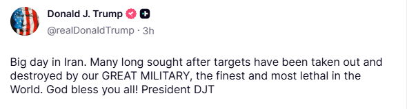 Bitcoin Volatility Spikes as Trump Brags for Hitting Big Targets in Iran