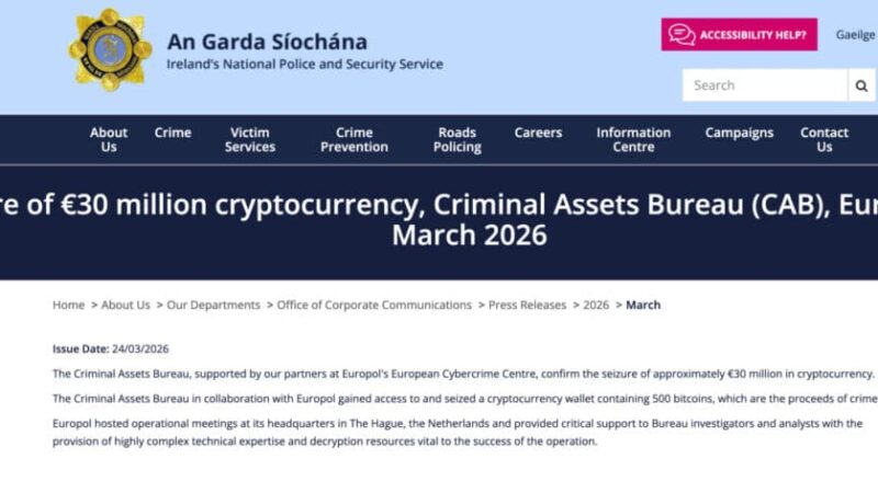 Cracked: How Irish Crypto Authorities Finally Moved 500 ‘Inaccessible’ Bitcoin