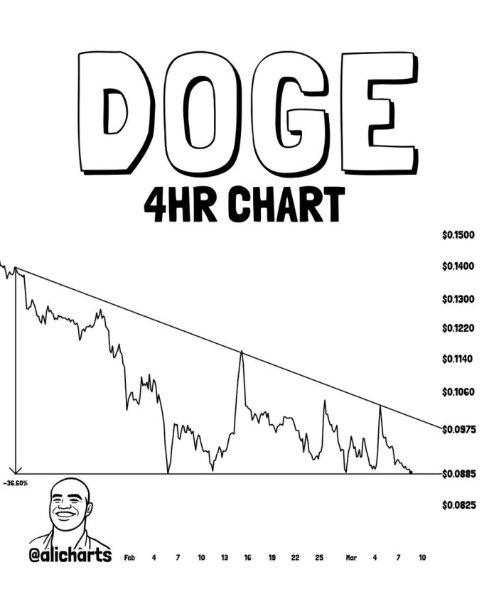Dogecoin Risks More Pain As Price Retests Critical Support – Analyst Warns Of 37% Breakdown